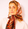 Le grand foulard en soie bio - Eté Indien - Cannelle Corail